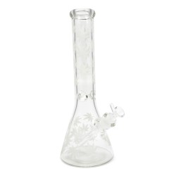 BONG DE CRISTAL 32CM BEAKER ICE FOSFORESCENTE HOJAS
