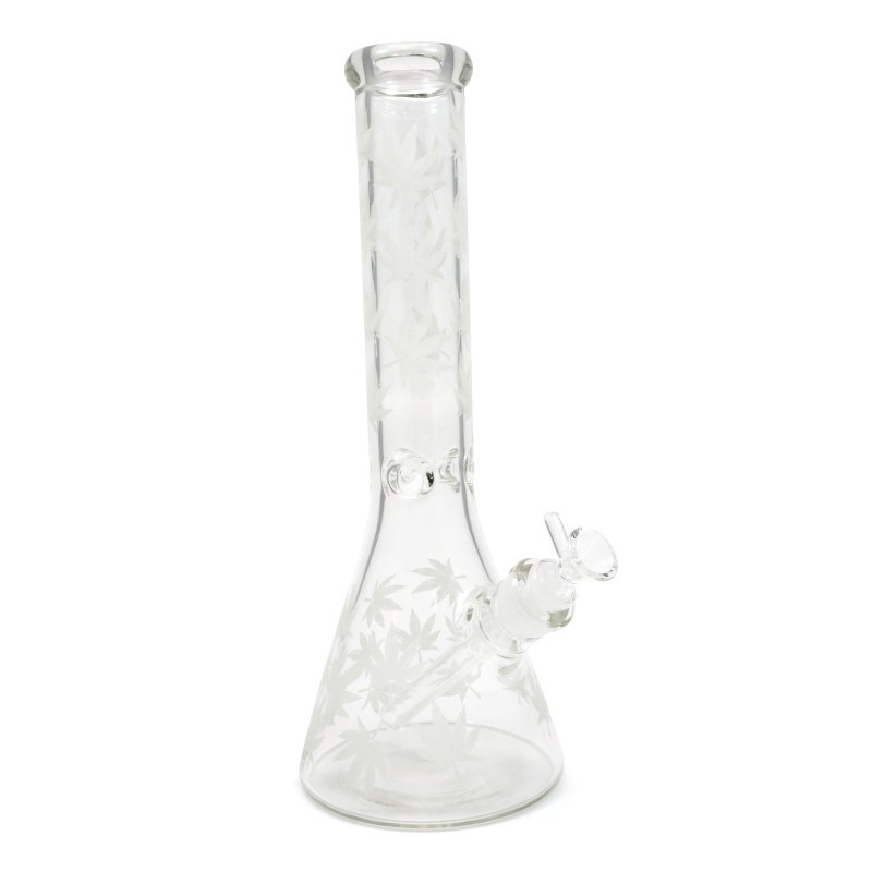 BONG DE CRISTAL 32CM BEAKER ICE FOSFORESCENTE HOJAS BONG DE CRISTAL 32CM BEAKER ICE FOSFORESCENTE HOJAS