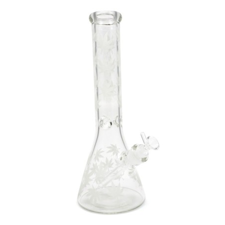 BONG DE CRISTAL 32CM BEAKER ICE FOSFORESCENTE HOJAS