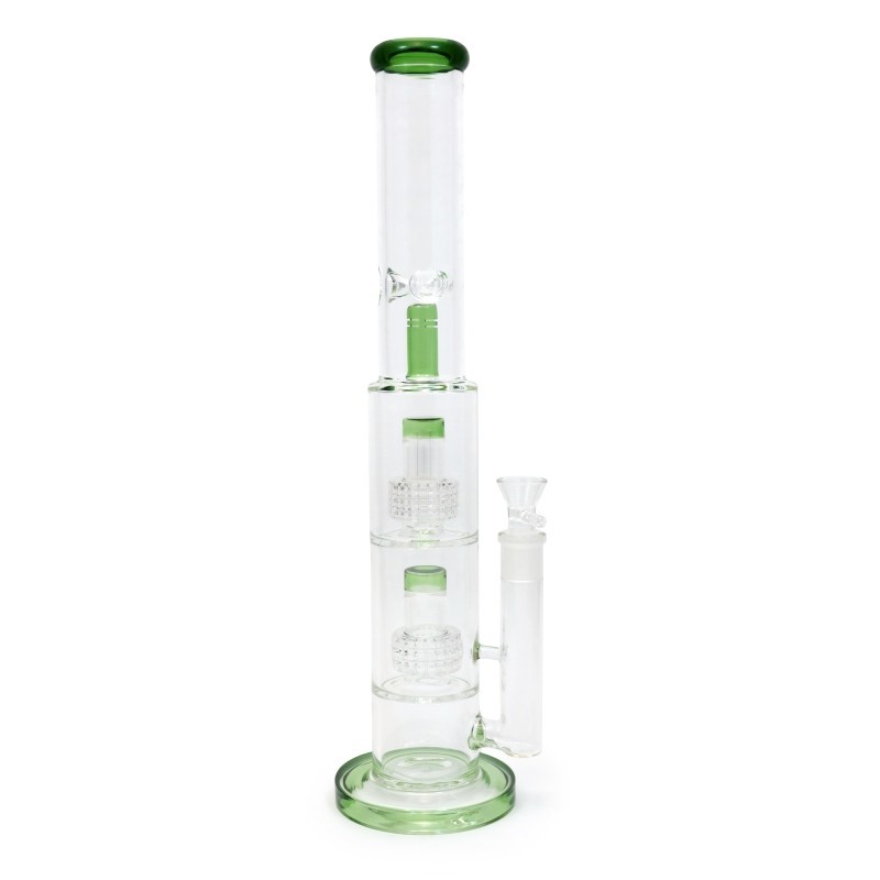 BONG DE CRISTAL 45CM CYLINDER ICE DRUM CON DOBLE PERCOLADOR * BONG DE CRISTAL 45CM CYLINDER ICE DRUM CON DOBLE PERCOLADOR *