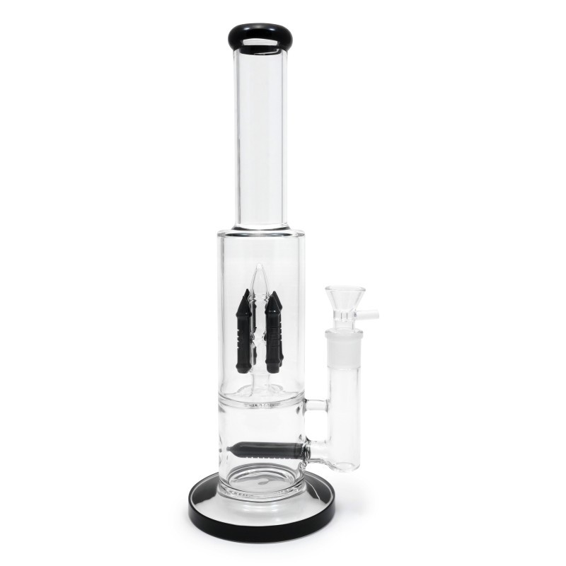 BONG DE CRISTAL 35CM CYLINDER DRUM CON PERCOLADOR DE 4 VIAS * BONG DE CRISTAL 35CM CYLINDER DRUM CON PERCOLADOR DE 4 VIAS *