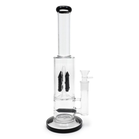 BONG DE CRISTAL 35CM CYLINDER DRUM CON PERCOLADOR DE 4 VIAS *
