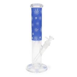 BONG DE CRISTAL 32CM CYLINDER ICE HOJA FOSFORESCENTE *