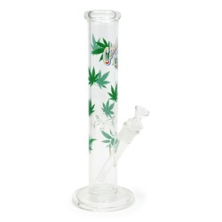 BONG DE CRISTAL 32CM CYLINDER ICE HOJAS CHEECH *