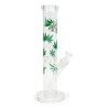 BONG DE CRISTAL 32CM CYLINDER ICE HOJAS CHEECH *